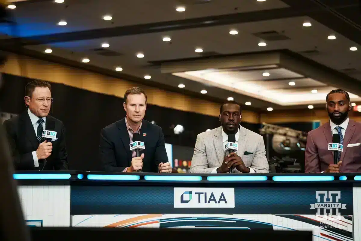 Big Ten Media Days – 2024-10-01 Nebraska head coach Fred Hoiberg, Juwan Gary, and Brice Williams are answering questions from the media during Big Ten Media Days on Thursday, October 3, 2024, in Rosemont, IL. Photo by Mike Sautter.