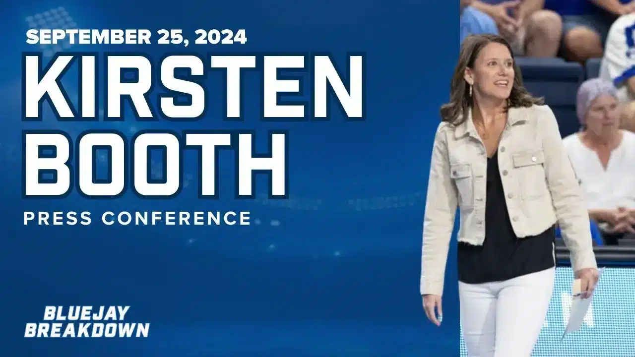 Creighton Volleyball HC Kirsten Bernthal Booth Addresses Media