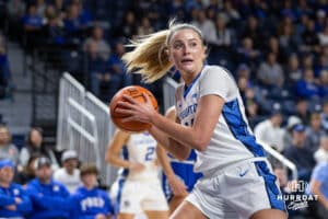 Creighton Bluejay forward Mallory Brake (14) during a women's college basketball game against the Drake Bulldogs Monday, November 11, 2024 in Omaha, Nebraska. Photo by Jaelle Johnson.