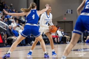Creighton Bluejay guard Kiani Lockett (11) during a women's college basketball game against the Drake Bulldogs Monday, November 11, 2024 in Omaha, Nebraska. Photo by Jaelle Johnson.