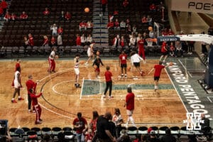 Nebraska Cornhuskers warming up to take on the St. Mary's Gaels during a college basketball game Sunday, November 17, 2024 in Sioux Falls, South Dakota.