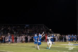 Nic Deyo attempts to intercpt a pass during a high school football game November 15th, 2024 in Bennington Nebraska Photo by Brandon Tiedemann