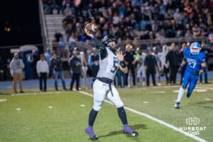 Etahn Beachy throws the ball during a high school football game November 15th, 2024 in Bennington Nebraska Photo by Brandon Tiedemann