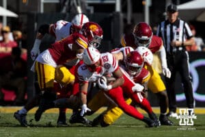 Nebraska Cornhusker running back Dante Dowdell (23) runs with the ball against the USC Trojans during a college football game Saturday, November 16, 2024 in Los Angeles, California. Photo by John S. Peterson.