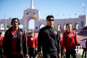 Nebraska Cornhusker quarterback Dylan Raiola (15) walks to the locker room before taking on the USC Trojans during a college football game Saturday, November 16, 2024 in Los Angeles, California. Photo by John S. Peterson.
