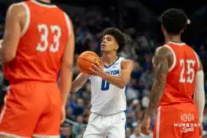 Jasen Greene shoots a freethrow during a college basketball game November 6th, 2024 in Omaha Nebraska. Photo by Brandon Tiedemann.