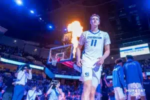 Ryan Kalkbrenner during introductions in a college basketball game November 6th, 2024 in Omaha Nebraska. Photo by Brandon Tiedemann.
