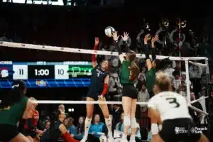 Norris' Alli Bornschlegl during NSAA State Volleyball quarterfinals vs Lincoln Pius X at Pinnacle Bank Arena on November 6th, 2024. Photo by Mike Sautter
