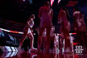 Nebraska Cornhusker center Alexis Markowski (40) walks out when introduced during a college women’s baskteball game against the Omaha Mavericks Monday, November 4, 2024, in Lincoln, Nebraska. Photo by John S. Peterson.