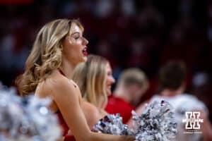 Nebraska Cornhuskers Scarlets dance team perform at a break in the action against the Southern University Jaguars during college basketball game, Monday, December 30, 2024, in Lincoln, Nebraska. Photo by John S. Peterson.