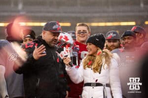 Nebraska Cornhuskers head coach Matt Rhule interview after the win over the Boston College Eagles during the Pinstripe Bowl game, Saturday, December 28, 2024, in New York, New York. Photo by John S. Peterson.