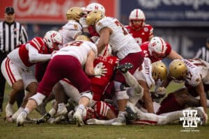 Nebraska Cornhuskers stop the Boston College Eagles during the Pinstripe Bowl game, Saturday, December 28, 2024, in New York, New York. Photo by John S. Peterson.