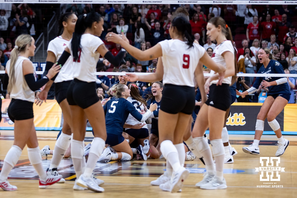 Penn State takes the win in five sets against Nebraska during the semi-final round in the NCAA championship Thursday, December 19, 2024, in Louisville, Kentucky. Photo by John S. Peterson.
