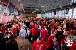 Nebraska Cornhuskers gather at the Galt House hotel to get ready to take on Penn State Nittany Lions during the semi-final round in the NCAA championship Thursday, December 19, 2024, in Louisville, Kentucky. Photo by John S. Peterson.