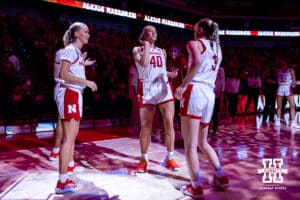 Nebraska Cornhuskers Alexis Markowski (40) introduced to the fans before taking on the Tarleton State Texans during a women’s college basketball game Wednesday, December 11, 2024, in Lincoln, Nebraska. Photo by John S. Peterson.
