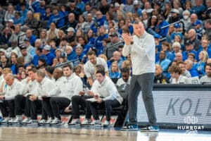 Creighton Bluejays Greg McDermott during a college basketball game against the UNLV Rebels on December 7th, 2024 in Omaha Nebraska. Photo by Brandon Tiedemann.