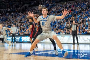 Creighton Bluejays...during a college basketball game against the UNLV Rebels on December 7th, 2024 in Omaha Nebraska. Photo by Brandon Tiedemann.