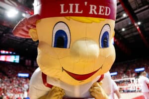 Nebraska Cornhuskers mascot Lil' Red poses for a photo during the second round of the NCAA volleyball tournament against the Miami Hurricanes Saturday, December 7, 2024, in Lincoln, Nebraska. Photo by John S. Peterson.