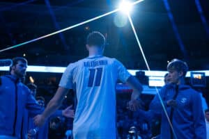 Creighton Bluejays Ryan Kalkbrenner before a college basketball game against Xavier on January 29th, 2025 in Omaha Nebraska. Photo by Brandon Tiedemann.