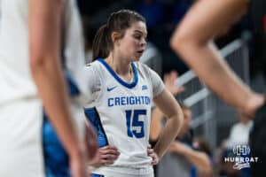 Creighton Bluejay Lauren Jensen at the free throw line during a basketball game at Sokol Arena on Saturday, January 18, 2025, in Omaha, Nebraska. Photo by Collin Stilen.