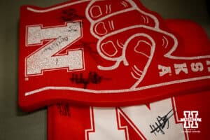 Signed Nebraska memorabilia after the match against Penn State, Friday, January 17, 2025, in Lincoln, Nebraska. Photo by John S. Peterson.
