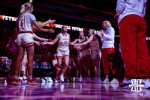 Nebraska Cornhuskers forward Jessica Petrie (12) introduced to the fans to take on the Penn State Nittany Lions during women’s college basketball game, Sunday, January 5, 2025, in Lincoln, Nebraska. Photo by John S. Peterson.