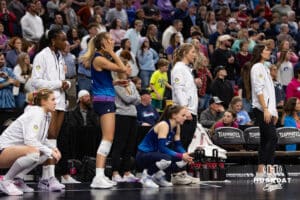 Omaha Supernovas bench watching the action on the court against Orlando Valkyries during professional volleyball event Thursday, February 27, 2025 in Lincoln, Nebraska. Photo by John S. Peterson.
