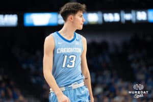 reighton Bluejays Mason Miller awaits the entry pass during a college basketball game against Depaul on February 26th, 2025 in Omaha Nebraska. Photo by Brandon Tiedemann.