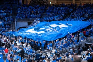 Creighton Bluejays fans before a college basketball game against Depaul on February 26th, 2025 in Omaha Nebraska. Photo by Brandon Tiedemann.