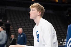 Creighton Bluejays Jackson McAndrews prepares for a game before a college basketball game against Georgetown on February 23rd, 2025 in Omaha Nebraska. Photo by Brandon Tiedemann.