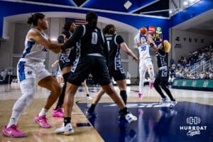 Creighton Bluejay guard Morgan Maly (30) makes a jump shot agains the Georgetown Hoyas in the second quarter during a college basketball game Saturday, February 15, 2025 in Omaha, Nebraska. Photo by John S. Peterson.