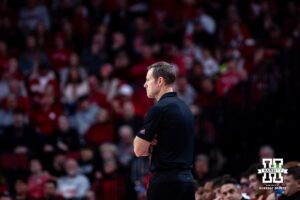 Nebraska Cornhusker head coach Fred Hoiberg watches the action against the Maryland Terrapins in the second half during a college basketball game Thursday, February 13, 2025 in Lincoln, Nebraska. Photo by John S. Peterson.