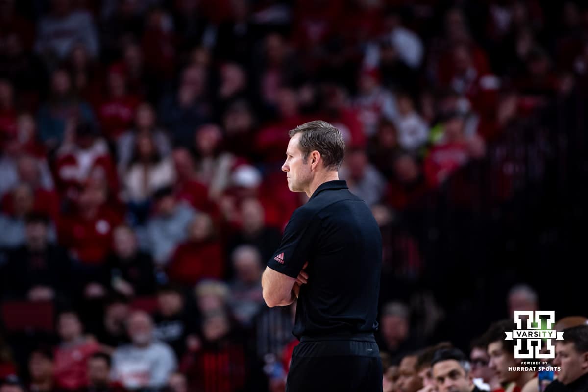 Nebraska Cornhusker head coach Fred Hoiberg watches the action against the Maryland Terrapins in the second half during a college basketball game Thursday, February 13, 2025 in Lincoln, Nebraska. Photo by John S. Peterson.