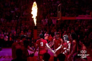 Nebraska Cornhusker forward Berke Buyuktuncel (9) announced as a starter against the Ohio State Buckeyes during a college men’s basketball game on Sunday, February 9, 2025, in Lincoln, Nebraska. Photo by John S. Peterson.