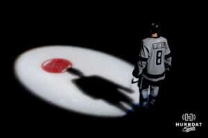 Omaha Maverick Marcus Broberg lines up for the against Minnesota Duluth during a hockey match at Baxter Arena on Saturday, February 2, 2025, in Omaha, Nebraska. Photo by Collin Stilen.