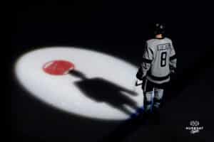 Omaha Maverick Marcus Broberg with the start against Minnesota Duluth during a hockey match at Baxter Arena on Saturday, February 2, 2025, in Omaha, Nebraska. Photo by Collin Stilen.