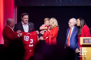 The new Nebraska head volleyball coach Dani Busboom-Kelly introduced during the Welcome to Dani Busboom-Kelly Celebration event Thursday, February 6, 2025 in Lincoln, Nebraska. Photo by John S. Peterson.