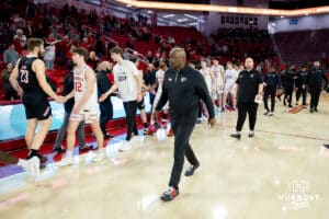 Omaha Mavericks head coach Chris Crutchfield walks off the court after the loss to South Dakota Coyotes during a college basketball game, Wednesday, January 29, 2025, in Vermillion, South Dakota. Photo by John S. Peterson.