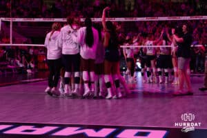 Omaha Supernovas celebrates match point over the Vegas Thrill in three set during a professional volleyball match Friday, March 28, 2025 in Omaha, Nebraska. Photo by John S. Peterson.