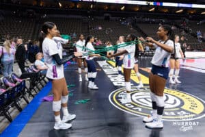 Omaha Supernovas starting their warm-ups before taking on the Vegas Thrill during a professional volleyball match Friday, March 28, 2025 in Omaha, Nebraska. Photo by John S. Peterson.