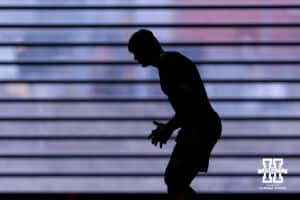 Thomas Fidone II warming up during Nebraska Pro Day Tuesday, March 25, 2025 in Lincoln, Nebraska. Photo by John S. Peterson.