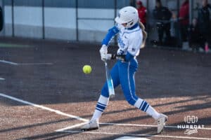 Creighton Bluejays Sydra Seville looks to hit during a college softball game against Seattle on March 21st, 2025 in Council Bluffs, Iowa. Photo by Brandon Tiedemann.