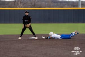 Creighton Bluejays Ashten Pierson slides during a college softball game against Seattle on March 21st, 2025 in Council Bluffs, Iowa. Photo by Brandon Tiedemann.