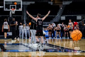 Omaha Mavericks shooting around during open practice before the first round of the NCAA Basketball Tournament on Wednesday, March 19, 2025 in Providence, Rhode Island. Photo by Cassie Baker.