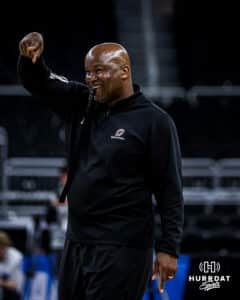 Omaha Maverick head coach Chris Cruchfield watching the action during open practice before the first round of the NCAA Basketball Tournament on Wednesday, March 19, 2025 in Providence, Rhode Island. Photo by Cassie Baker.