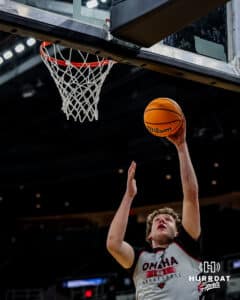 Omaha Maverick center Lincoln Palbicki (55) makes a lay up during open practice before the first round of the NCAA Basketball Tournament on Wednesday, March 19, 2025 in Providence, Rhode Island. Photo by Cassie Baker.