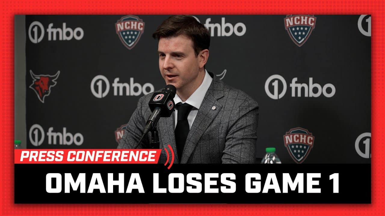 Omaha Hockey Loses Game 1 of NCHC QF to UND | Head Coach Mike Gabinet Postgame Press Conference