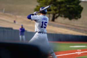 Kansas State Wildcat Kyan Lodice from Millard West at the plate during a baseball game at Tal Anderson Field on March 12th, 2025 in Omaha Nebraska. Photo by Collin Stilen.