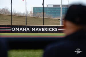 Omaha Mavericks outfield during a baseball game at Tal Anderson Field on March 12th, 2025 in Omaha Nebraska. Photo by Collin Stilen.