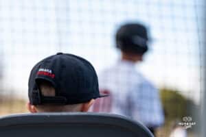 Omaha Maverick fan watching the college athletes at work during a baseball game at Tal Anderson Field on March 12th, 2025 in Omaha Nebraska. Photo by Collin Stilen.